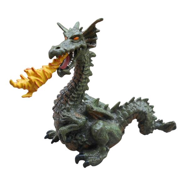 Papo 39016 Green Dragon Breathing Fire Enchanted World 1999 - Picture 1 of 6